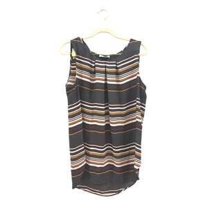 LOFT Striped Sleeveless Top in Black, Brown, Cream, and Pink